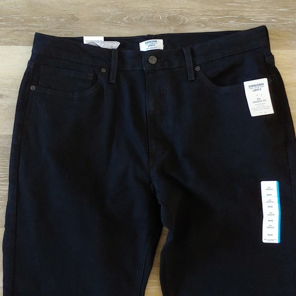 NWT Denizen Levi's Men's 231 Athletic Fit Flex Jeans Black Size 36X32